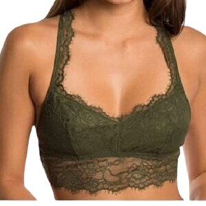 Candie's Juniors Eyelash Lace Bralette, Palm Olive,  X-Large